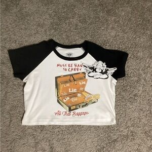 Boys Lie Black and White Graphic Crop Top